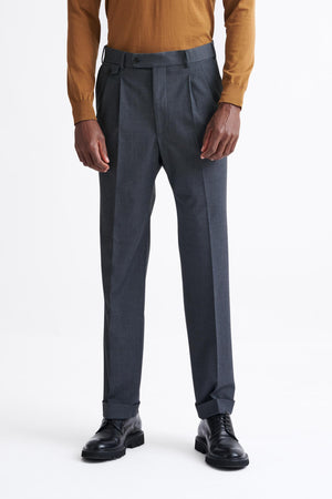 Dark Grey Wool and with Stretch Farley Trousers Connect - View One