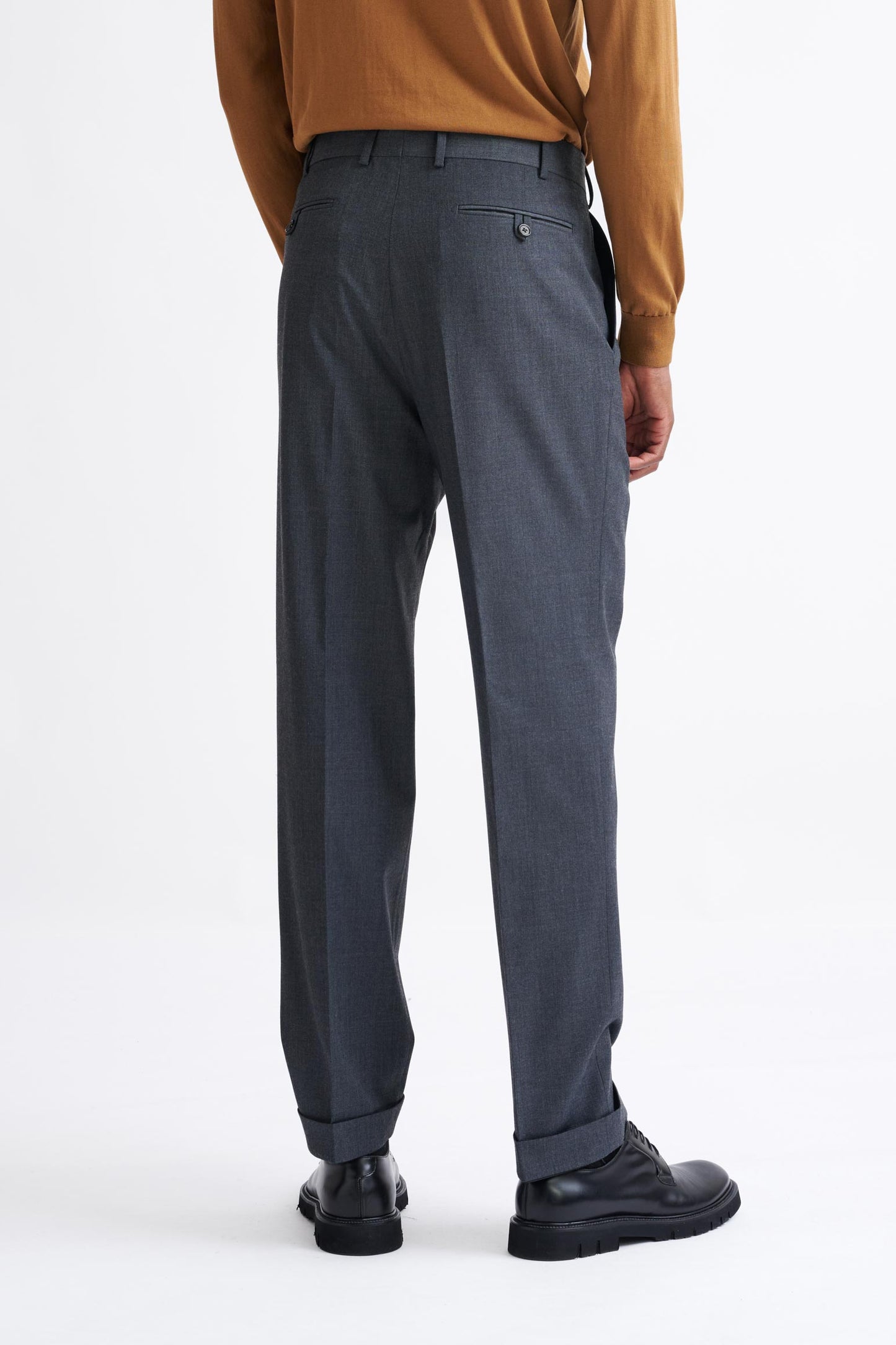 Dark Grey Wool and with Stretch Farley Trousers Connect - View Five