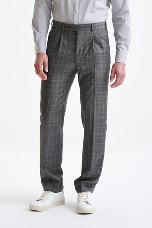 Mid Grey Super 100's Merino Wool Farley Trousers The Royal - View One