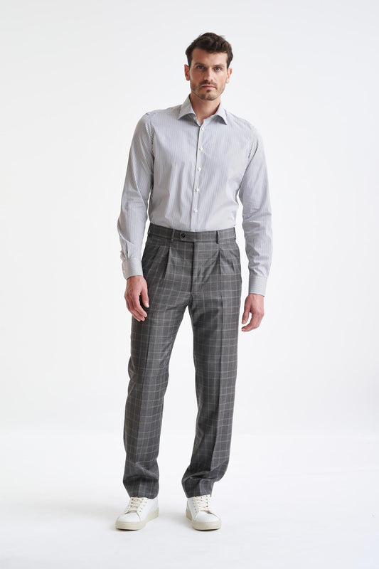 Mid Grey Super 100's Merino Wool Farley Trousers The Royal - View Two