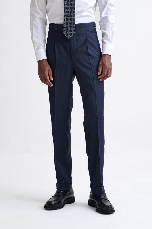 Dark Blue Super 130's Wool Farley Trousers Eton - View One