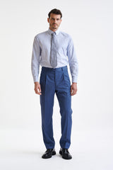 Light Blue Super 100's Wool Farley Trousers New Deluxe - View Two
