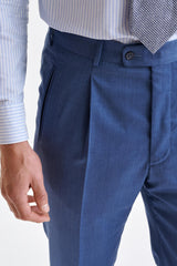 Light Blue Super 100's Wool Farley Trousers New Deluxe - View Three