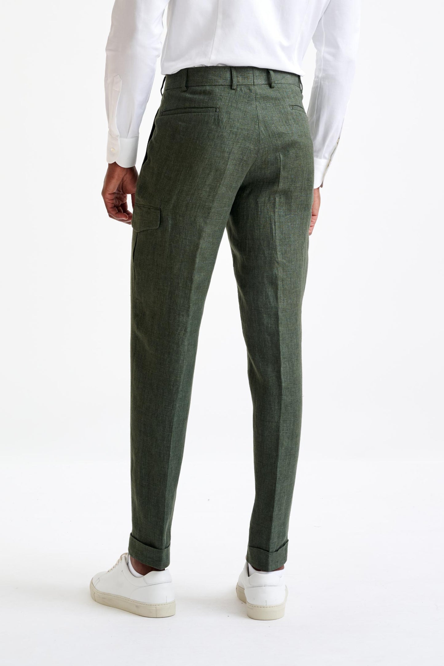 Green Linen Farley Trousers Pure Linen - View Five