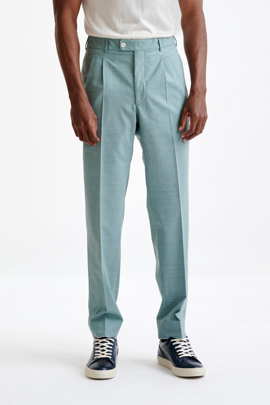 Sage Green Wool Farley Trousers Dynamic - View One