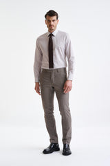 Brown white Wool Farley Trousers Lifestyle - View Two