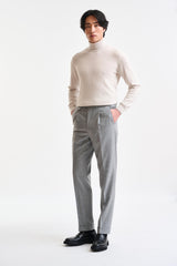 Grey Wool Farley Trousers Flannel & Saxony - Image 2