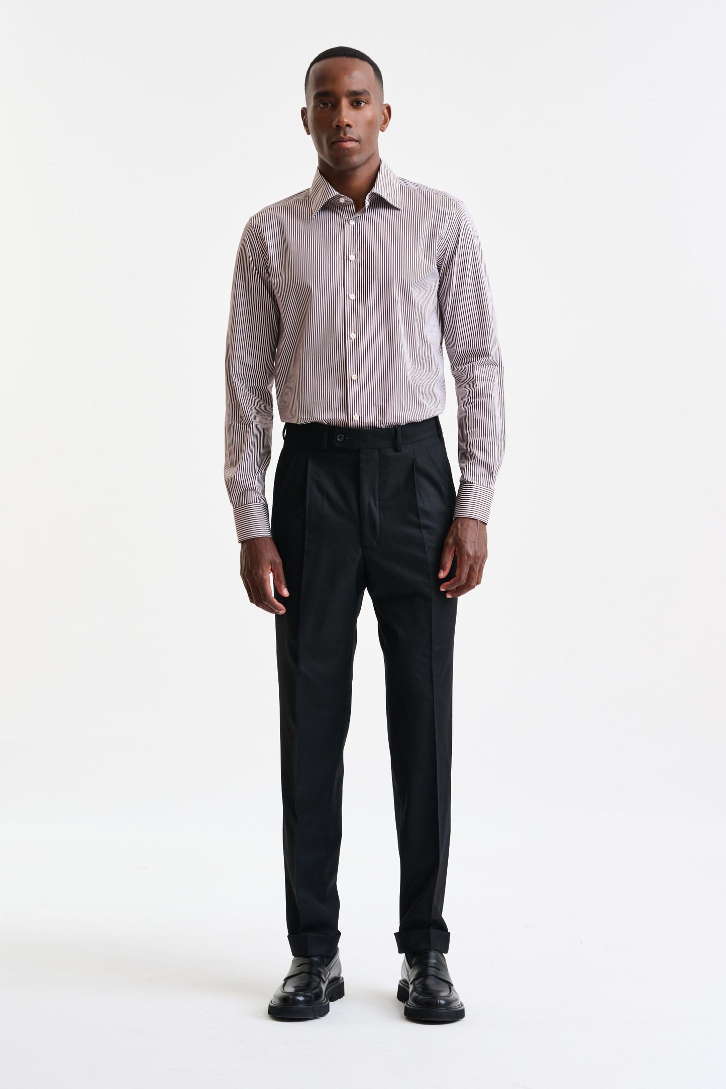 Black 100% Wool Farley Trousers Flannel & Saxony - Image 2