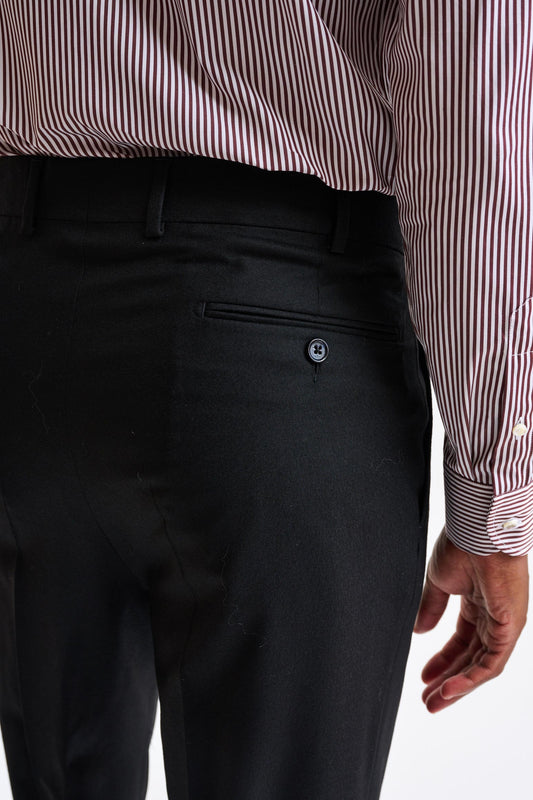 Black 100% Wool Farley Trousers Flannel & Saxony - Image 5