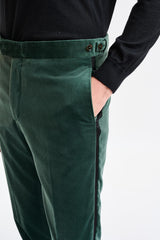 Green 100% Cotton Farley Trousers Fine Velvet - Image 3