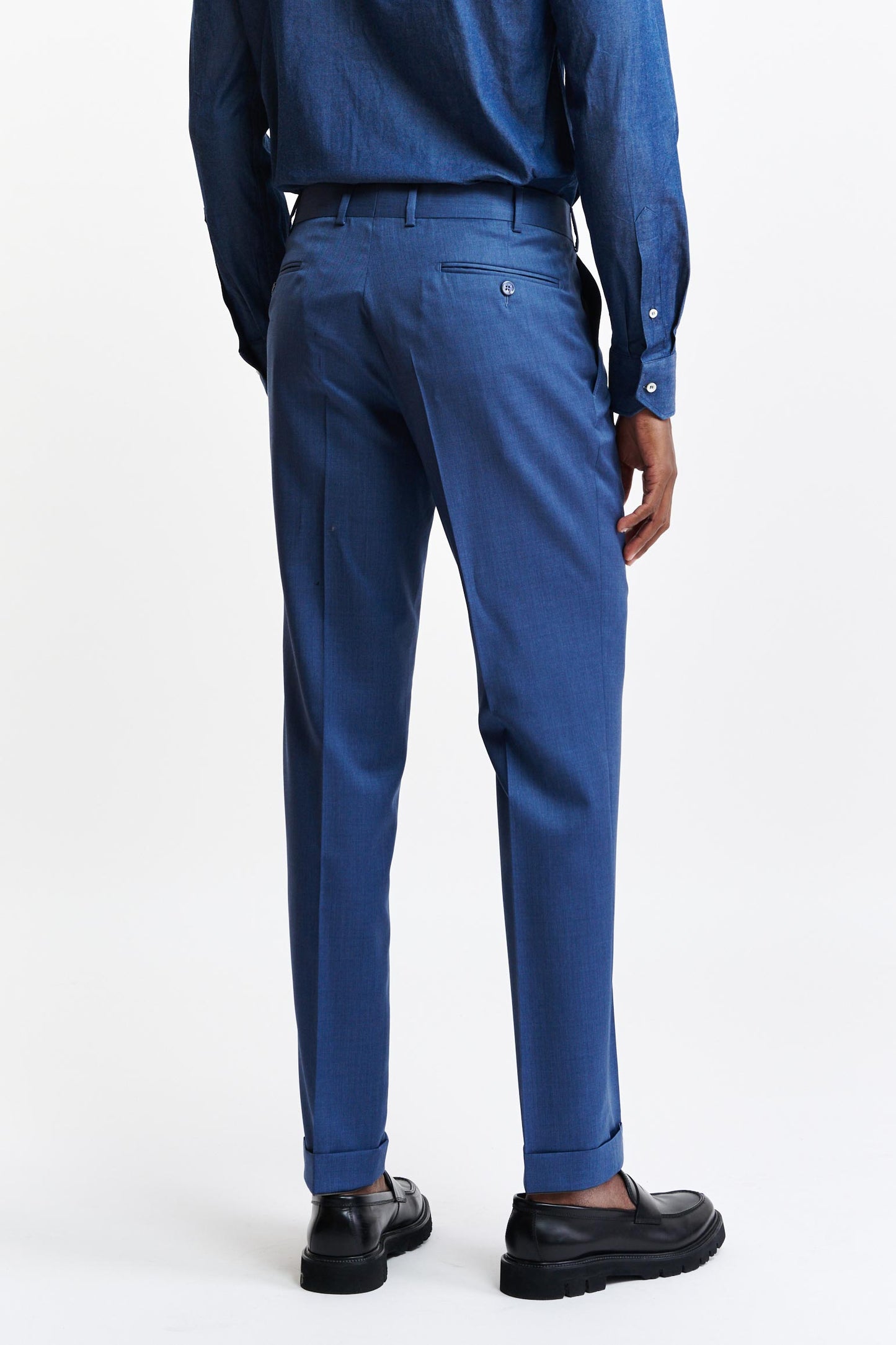 Medium Blue Wool Super 100's Farley Trousers New Deluxe