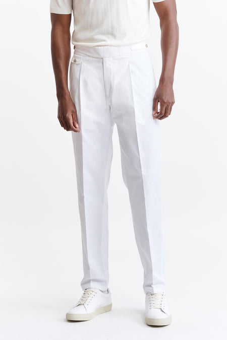 White Cotton Yalding Trousers Cashmere Cotton Image 1