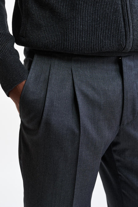 Medium Grey 100% Wool Super 100's Cleeve Trousers New Deluxe Image 3