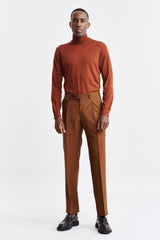 Mittelbraune Hose aus 100% Wolle Super 100's Farley New Deluxe