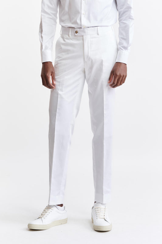 White 100% Cotton Farley Trousers Cashmere Cotton Image 1
