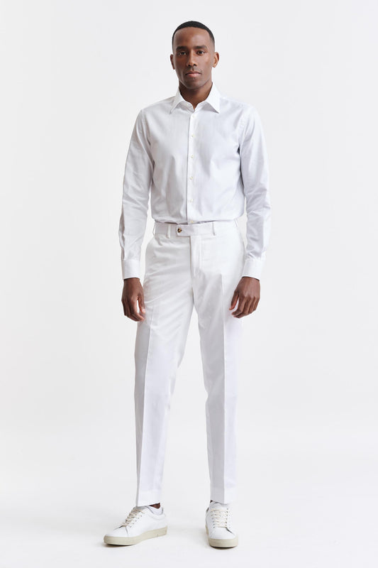 White 100% Cotton Farley Trousers Cashmere Cotton Image 2