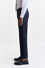 Dark Blue Wool & Cotton Farley Trousers Riviera Trend
