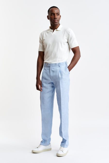 Light Blue 100% Linen Xander Trousers Pure Linen Image 2