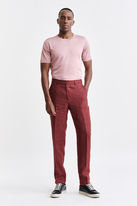 Red 100% Linen Xander Trousers Pure Linen Image 2