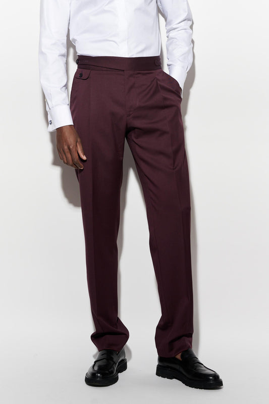 Dark Red 100% Wool Super 100's Zeals Trousers New Deluxe Image 1