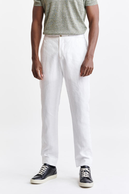 White 100% Linen Marden Trousers Pure Linen Image 1
