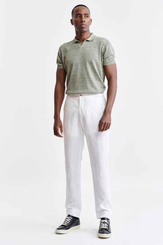 White 100% Linen Marden Trousers Pure Linen Image 2