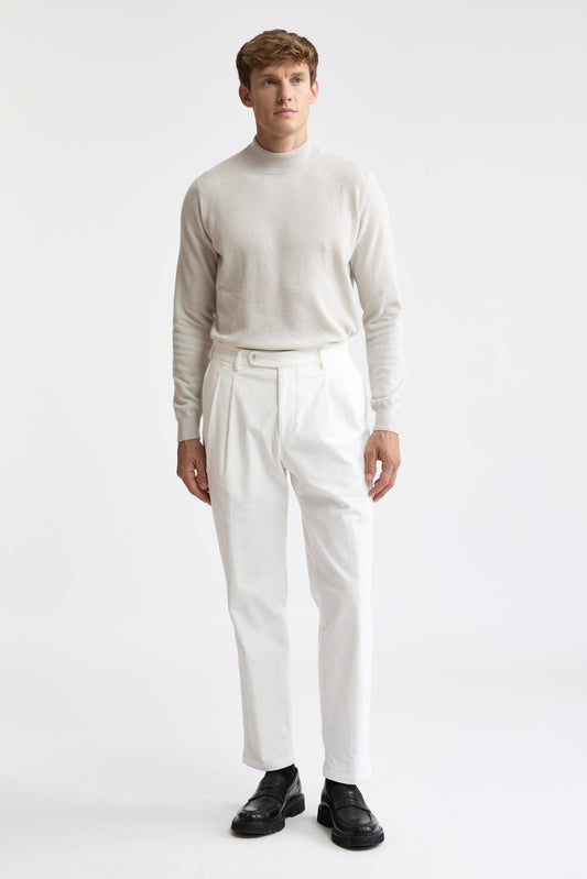 Pantalon Signature en coton blanc, velours côtelé