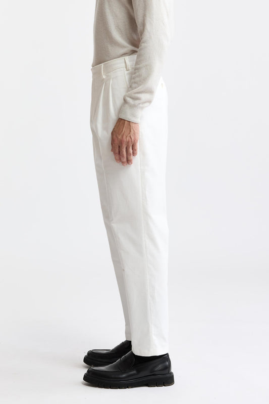 Pantalon Signature en coton blanc, velours côtelé
