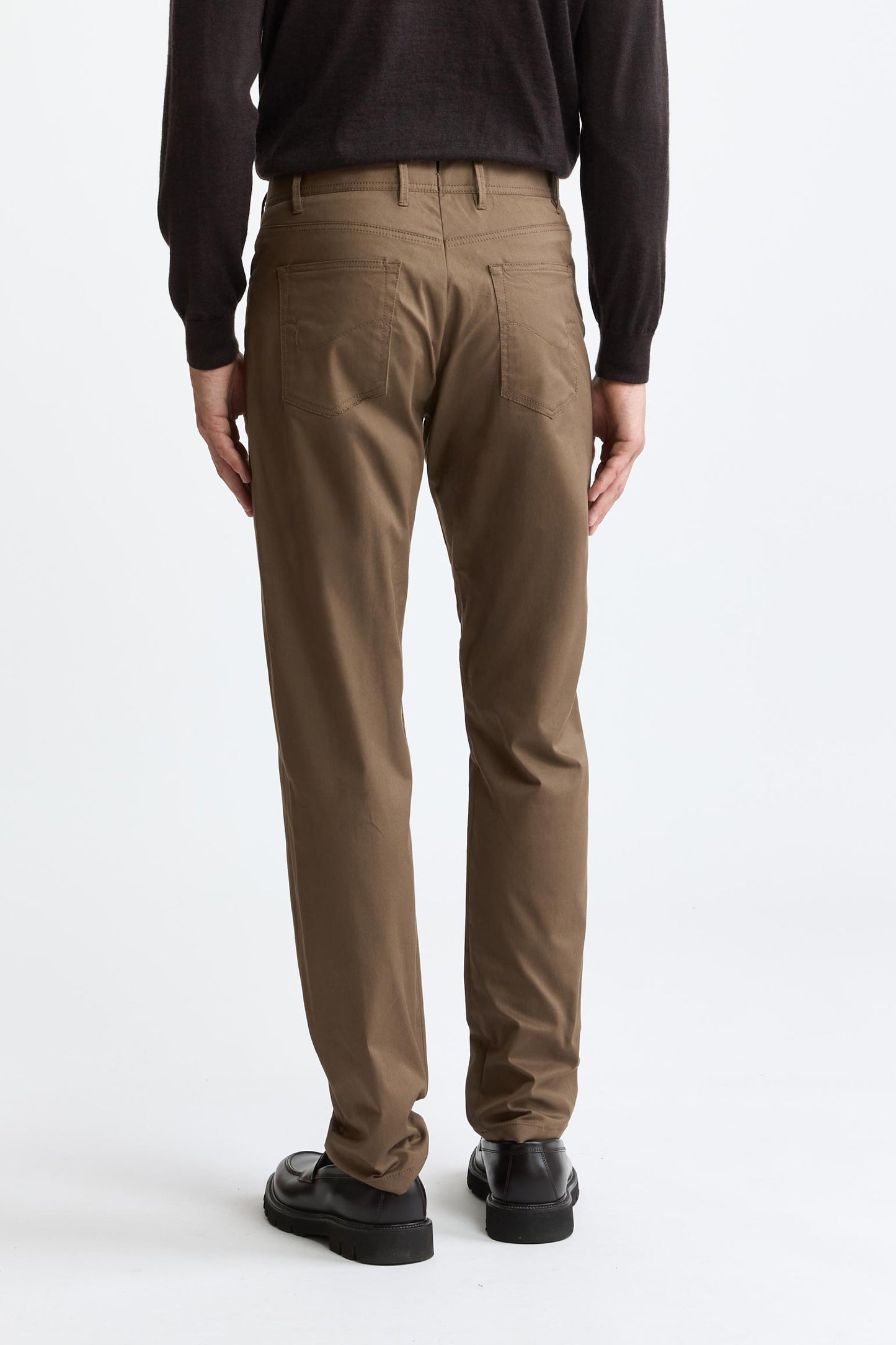 Medium Brown Cotton Five Pocket Trousers Cashmere Cotton