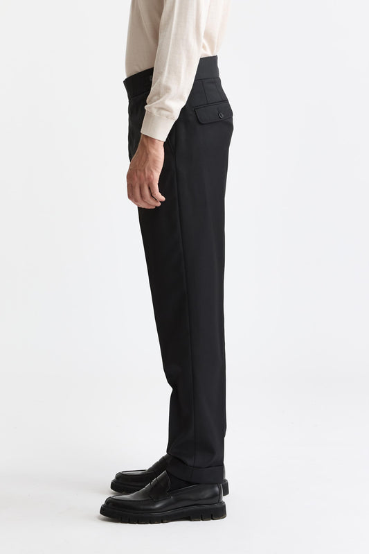 Pantalon Gurkha Galaxy noir 100 % laine Super 100's