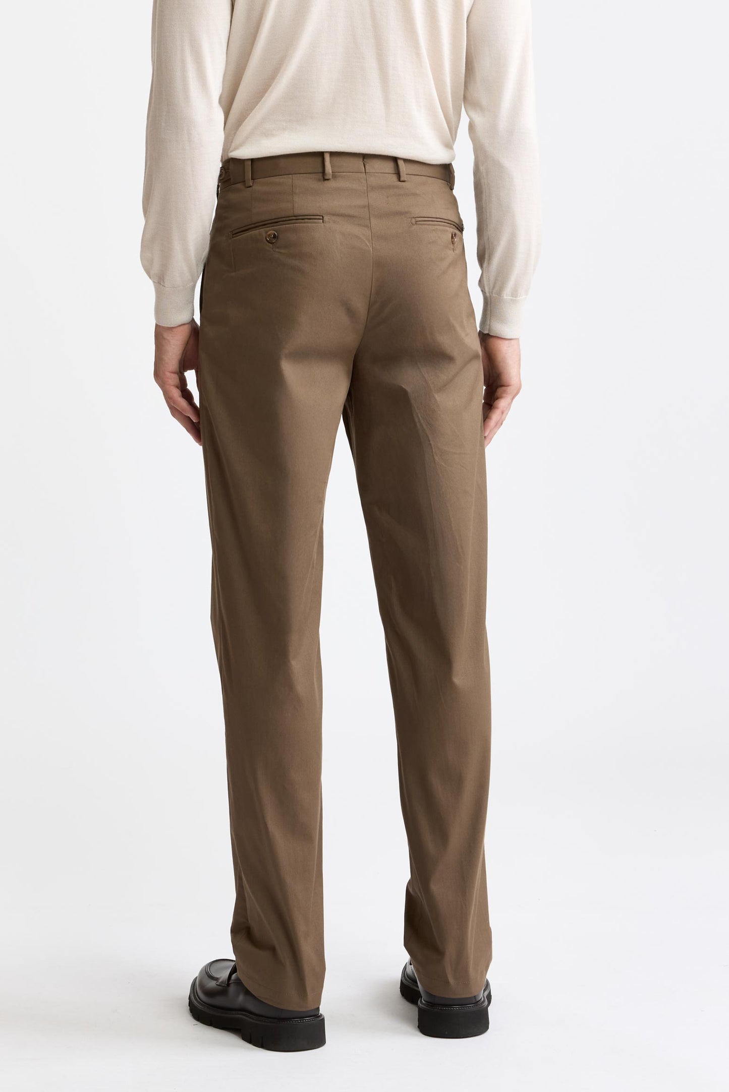 Mittelbraune Signature-Hose aus Baumwolle mit Kaschmiranteil