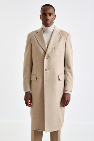 Beige 100% Cashmere Hereford Overcoat Zeus - View 2