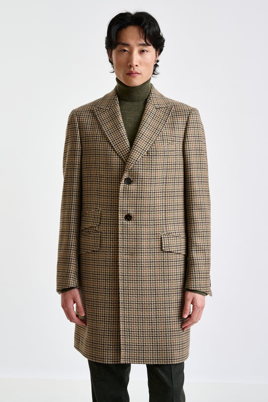 Check Brown Wool Tailored Overcoat - View 2