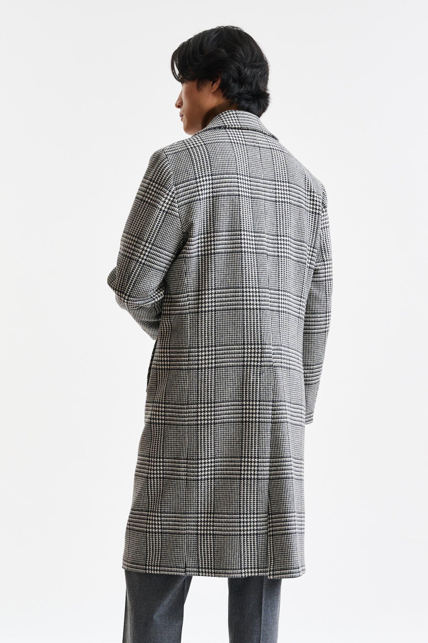 Black & White Wool & Cashmere Sheffield Overcoat Zeus - Image 6