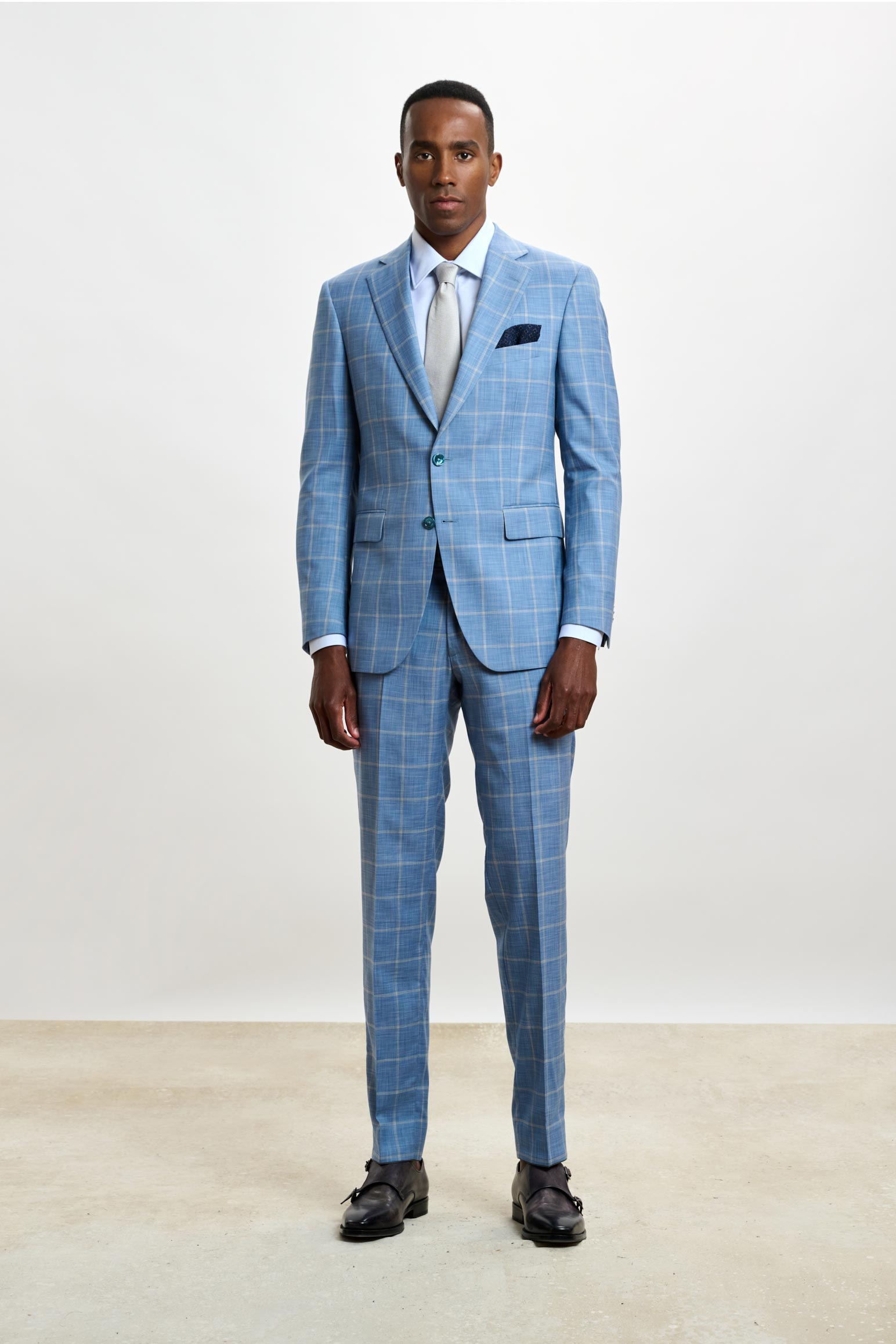 Soho Suit Sleek Light Blue Check