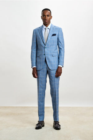 Soho Suit Sleek Light Blue Check - View 2