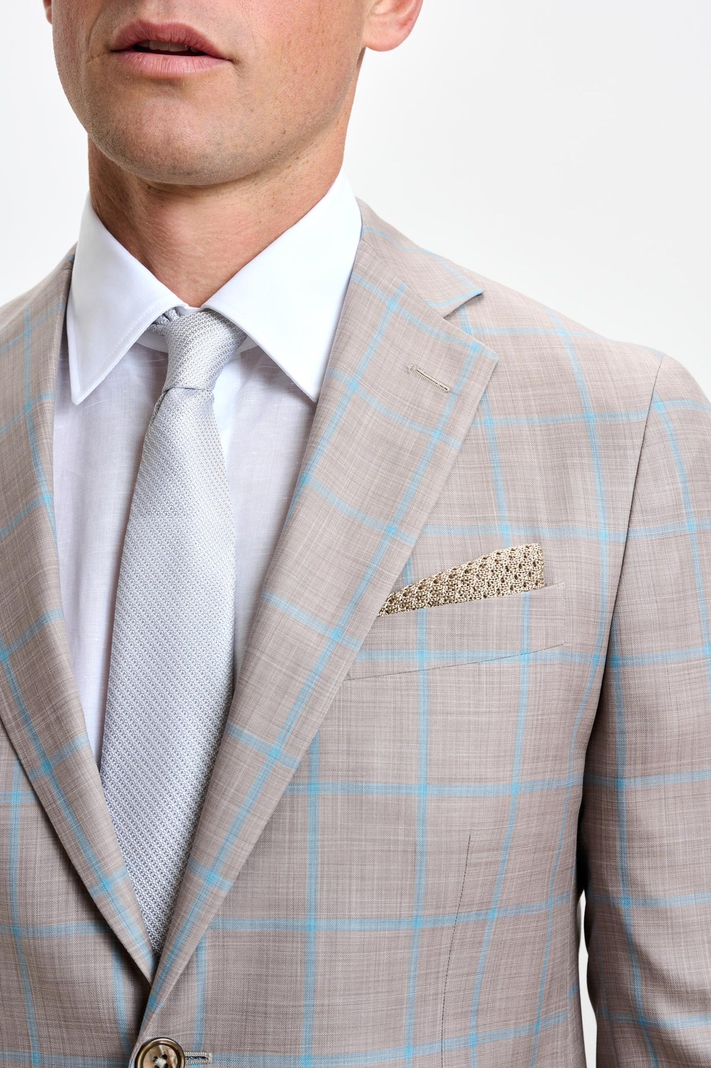 Kenton Suit Sleek Check Beige Turquoise