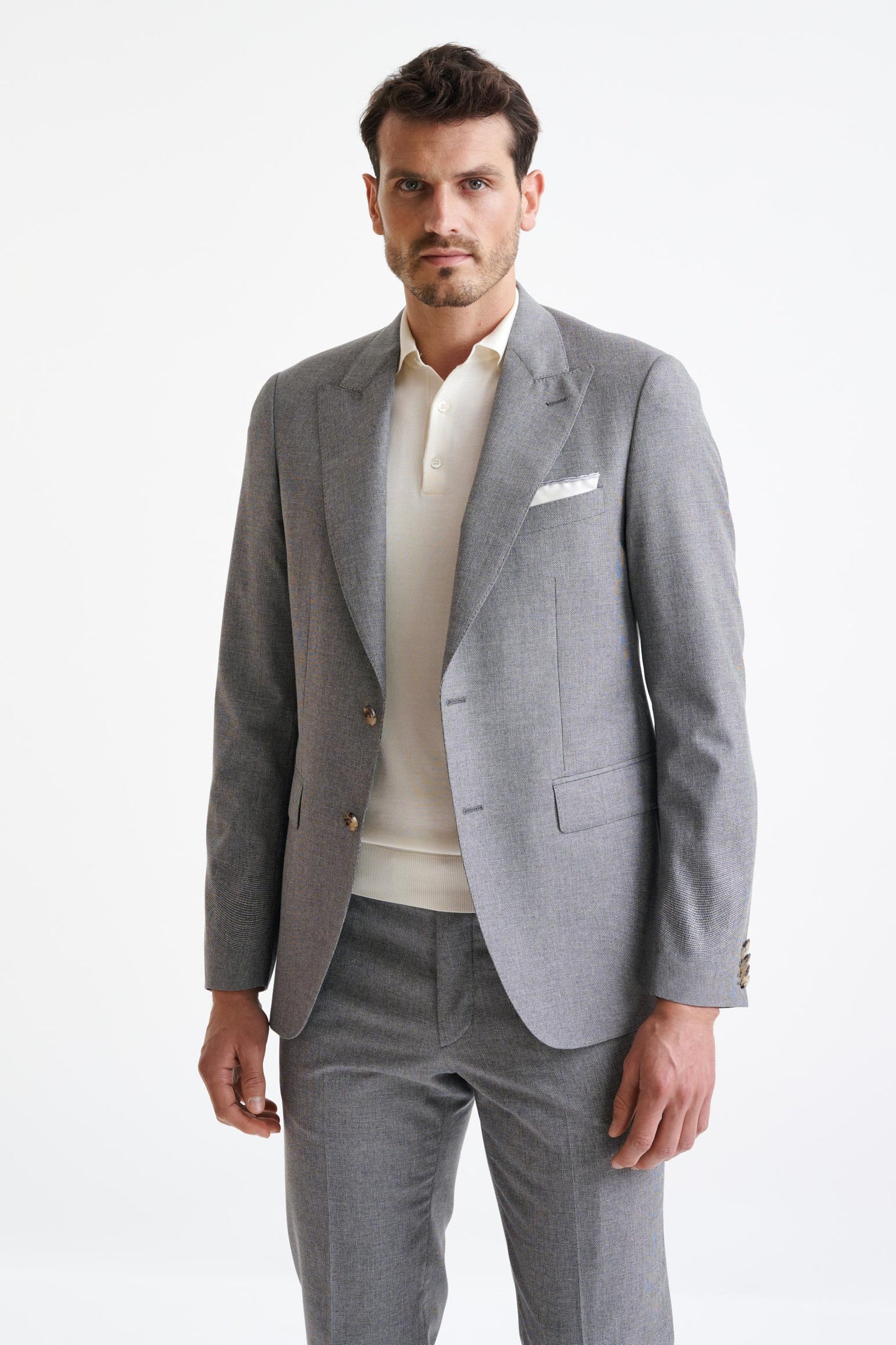 Grey Wool & Cotton Soho Suit Lifestyle - View Two