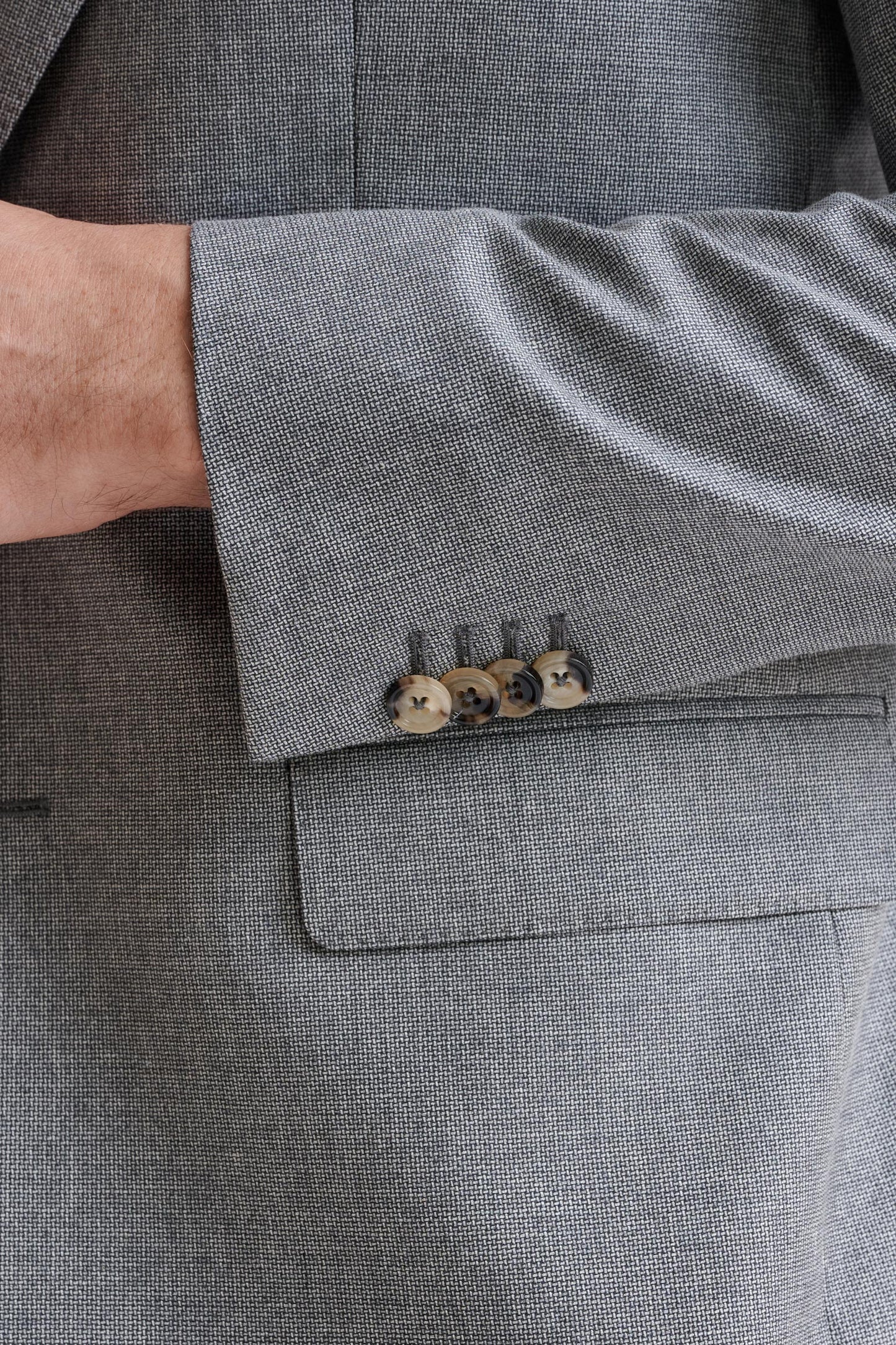 Grey Wool & Cotton Soho Suit Lifestyle - View Four