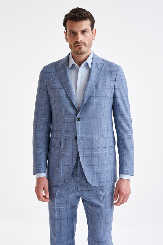 Mid Blue Wool Kenton Suit Lifestyle - View Two
