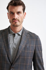 Grey Brown Check Wool Kenton Suit Lifestyle - View Three