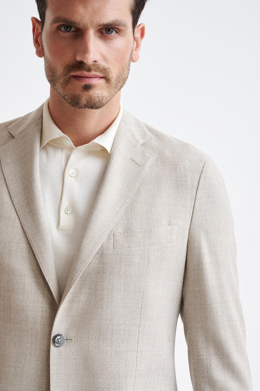 Beige Wool Kenton Suit Lifestyle - View Three