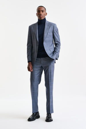 Check Blue 100% Wool Soho Suit Freestyle - Image 1