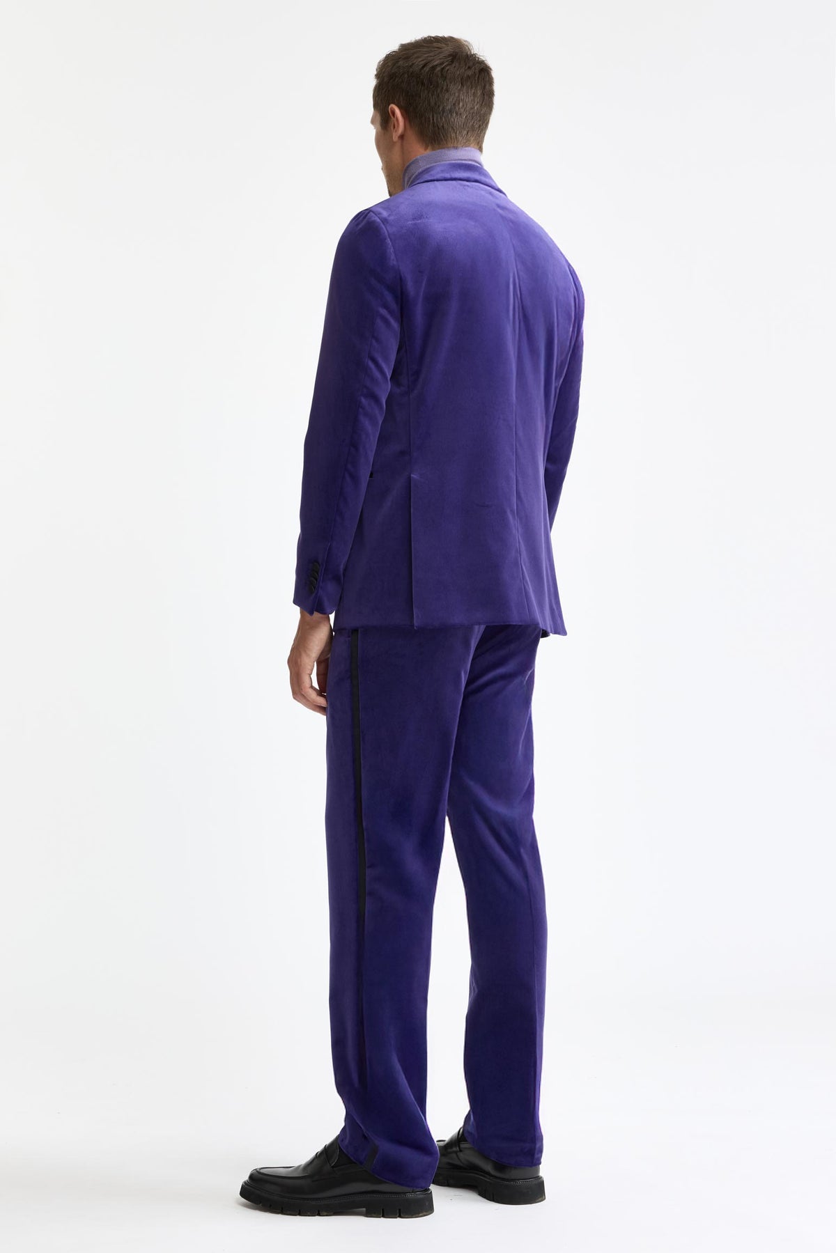 Dark Purple 100% Cotton Kenton Suit Fine Velvet