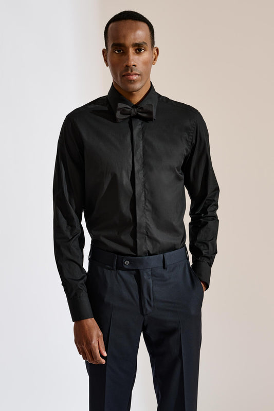 Formal Shirt Poplin Stretch Black - View 2