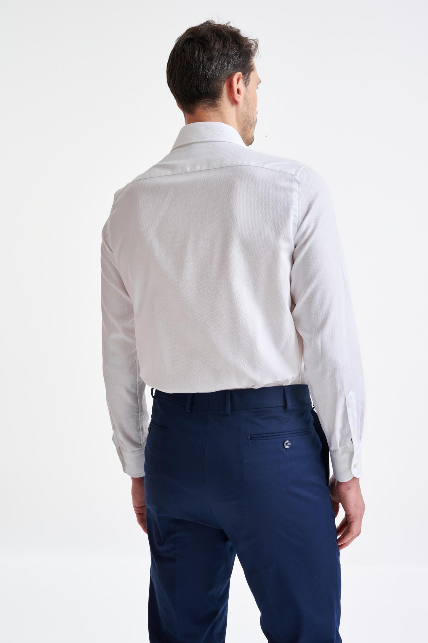 Offwhite 100% Cotton Piquet Formal Shirt - View Five