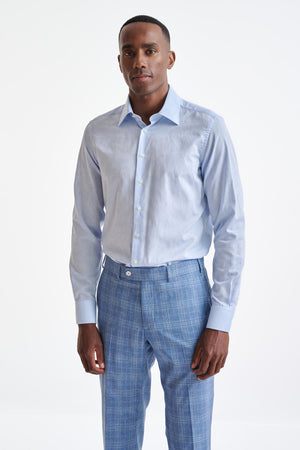 Light Blue 100% Cotton Oxford Panama Formal Shirt - View One