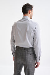 Striped Grey 100% Cotton Poplin Formal Shirt -