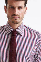 Stripped Blue Bordo 100% Cotton Poplin Formal Shirt - View Three