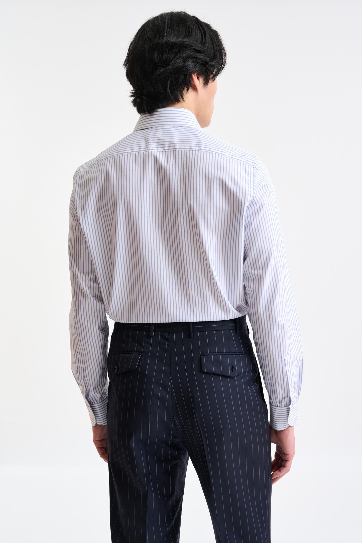 White-Blue Stripped 100% Cotton Twill Formal Shirt - Image 5